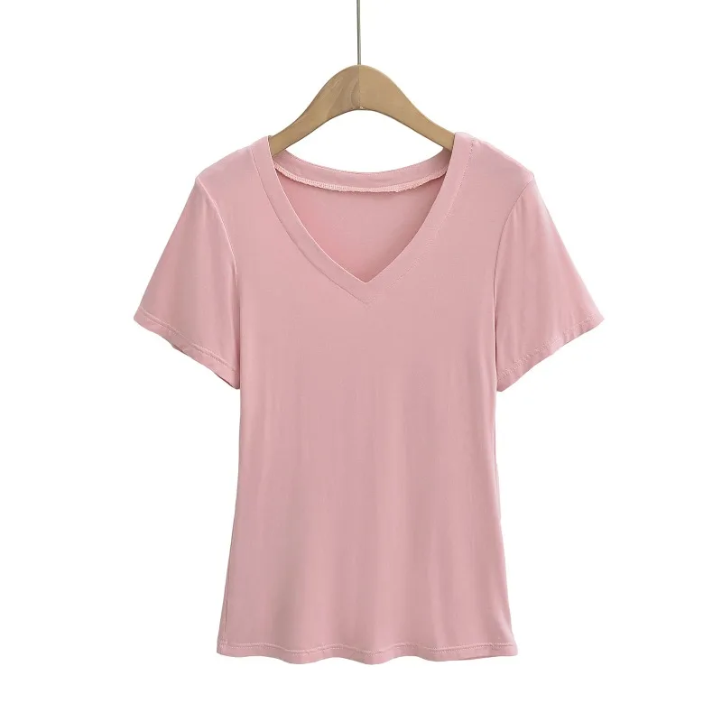 Summer V-neck Short-sleeved Slimming Basic T-shirt for Women Crop Top Women Y2k Top