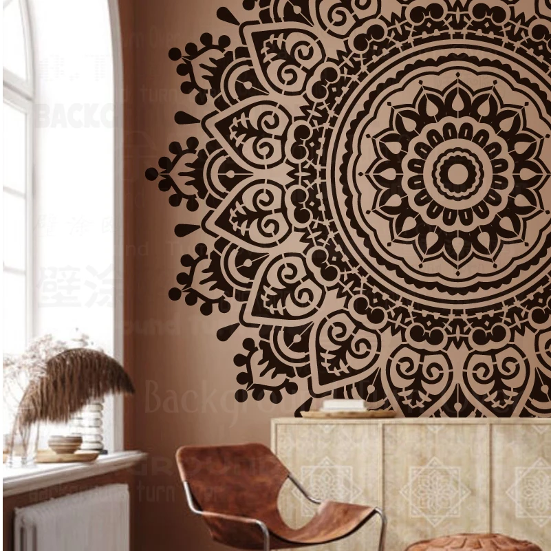 150Cm-230Cm Muur Stencil Voor Het Schilderen Van Gips Decor Decoratieve Sjabloon Om Te Schilderen Stopverf Larges Gigantische Mandala Enorme Ronde