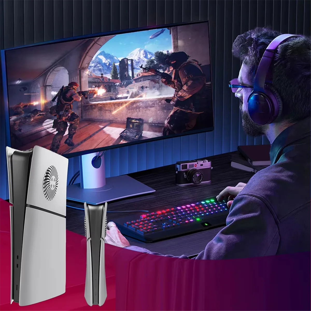 【NECESSITY】For PS5 Slim For Playstation 5 Slim Digital Console Dustproof ABS Hard Shell Cover Plate With Cooling Vent