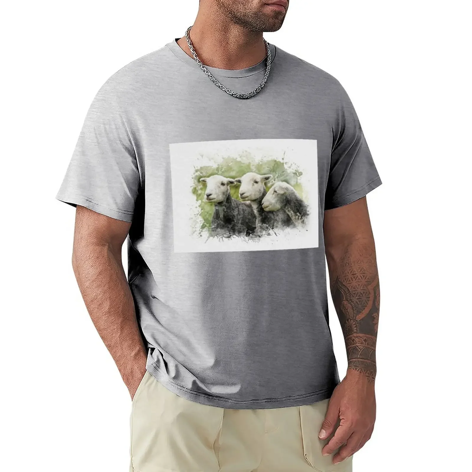 

Three Herdys Watercolour Photograph T-Shirt cute tops plus sizes customs design your own summer top mens t shirt