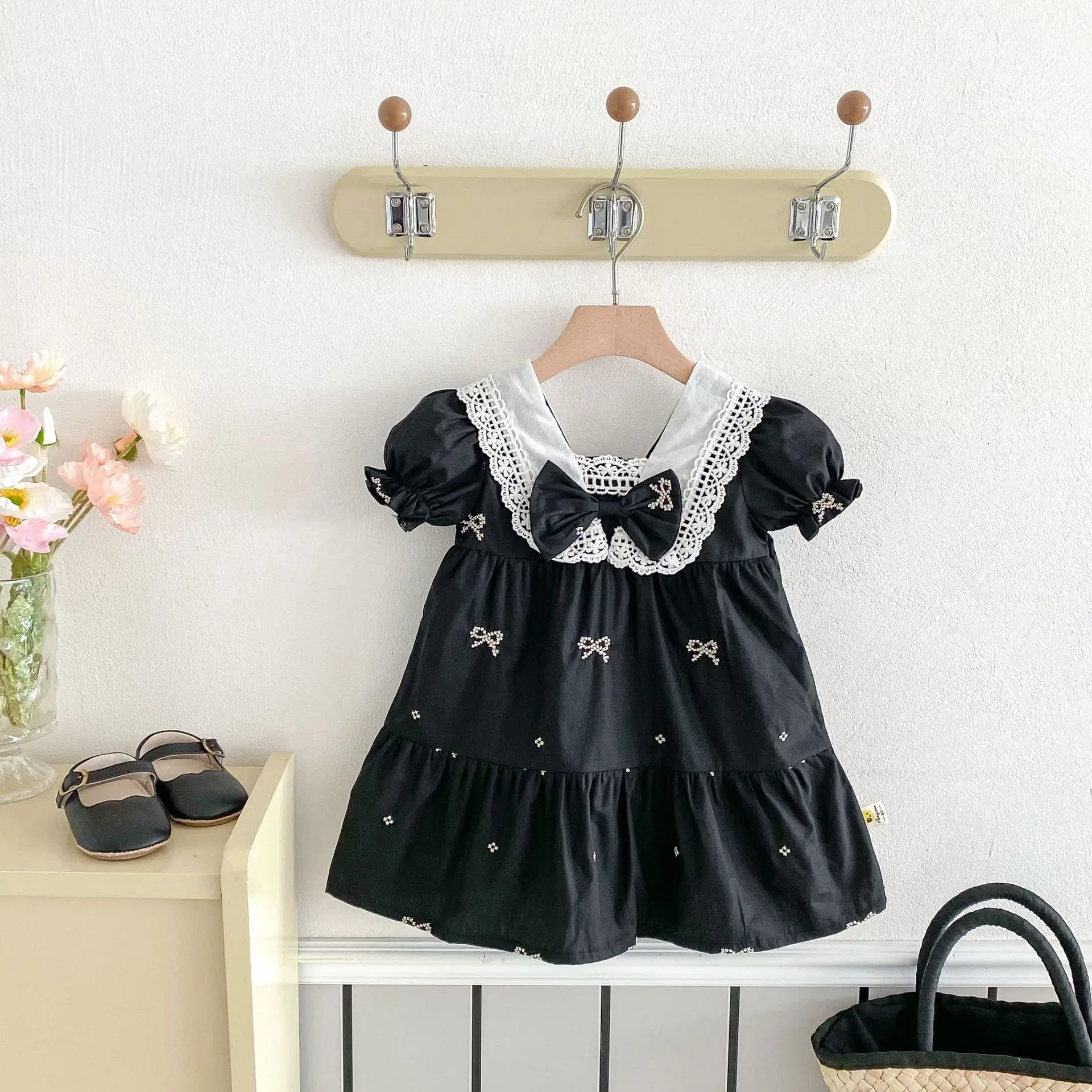 

Summer Dress, Little Girl, Butterfly Embroidered Dress Children's Short Sleeved Princess Dress, Cute Embroidered Dress for Girls