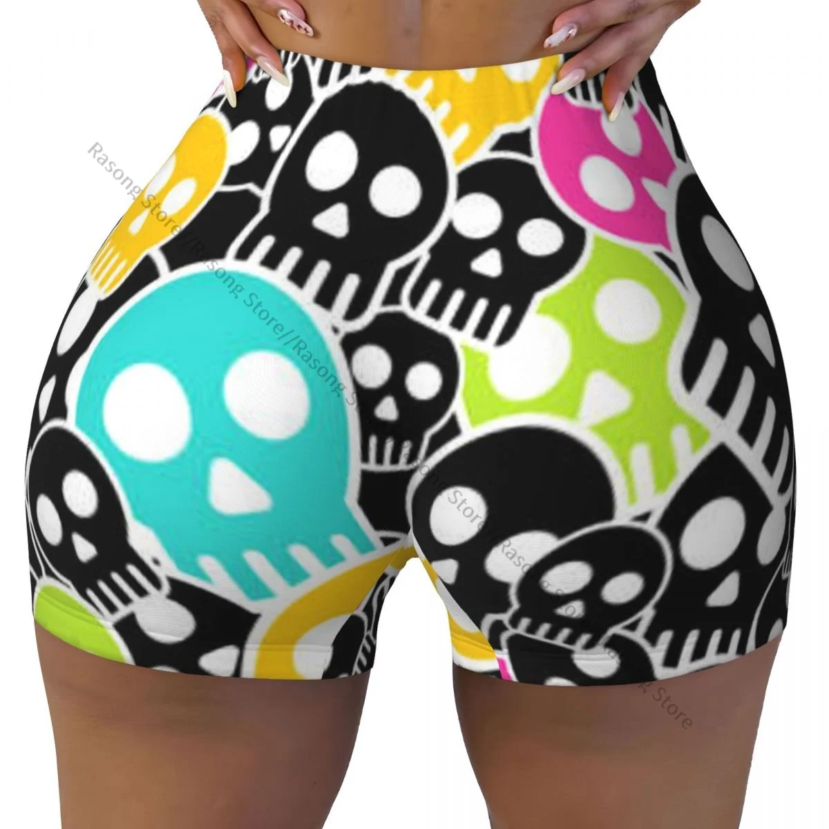 Women Yoga Shorts Skulls Heads Workout Shorts Fitness quick-dry Ladies Yoga Gym Running Short Pants Sportswear