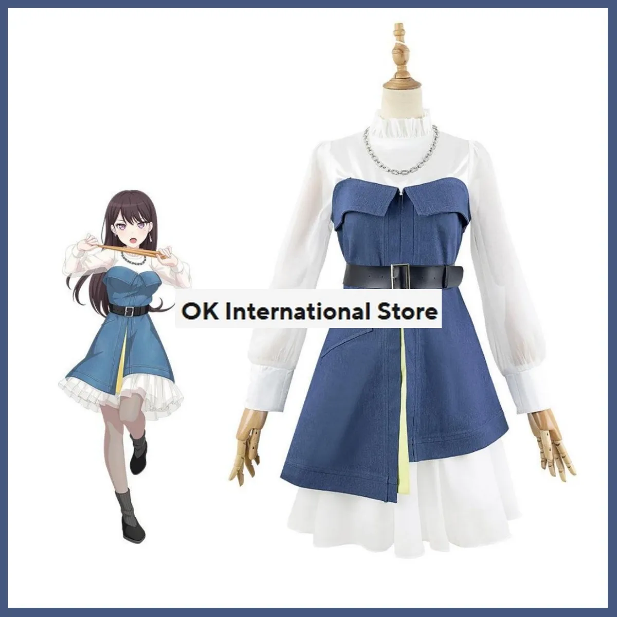 Anime BanG Dream! Mygo!!! Taki Shiina Rikki Cosplay Costume MyGO!!!!! Wig Denim Skirt White Dress Woman Sexy Lovely Party Suit