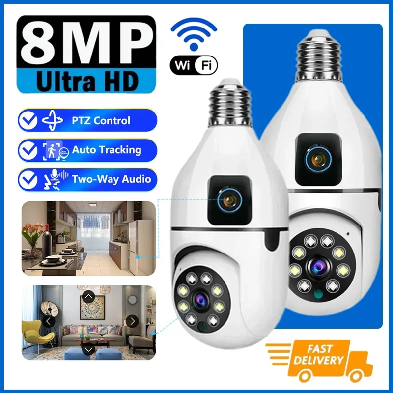 8mp-e27-電球-wifi-監視カメラ屋内-4x-デジタルズーム-ai-人間検出フルカラーナイトビジョンワイヤレスカメラスマートホーム