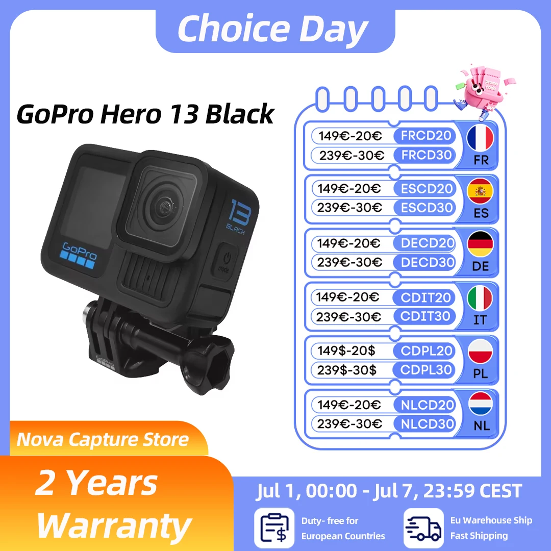 Caméra sportive GoPro Hero13 Black, résistante aux chocs, vidéo 5.3K, caméra sportive directe Go Pro Hero 13