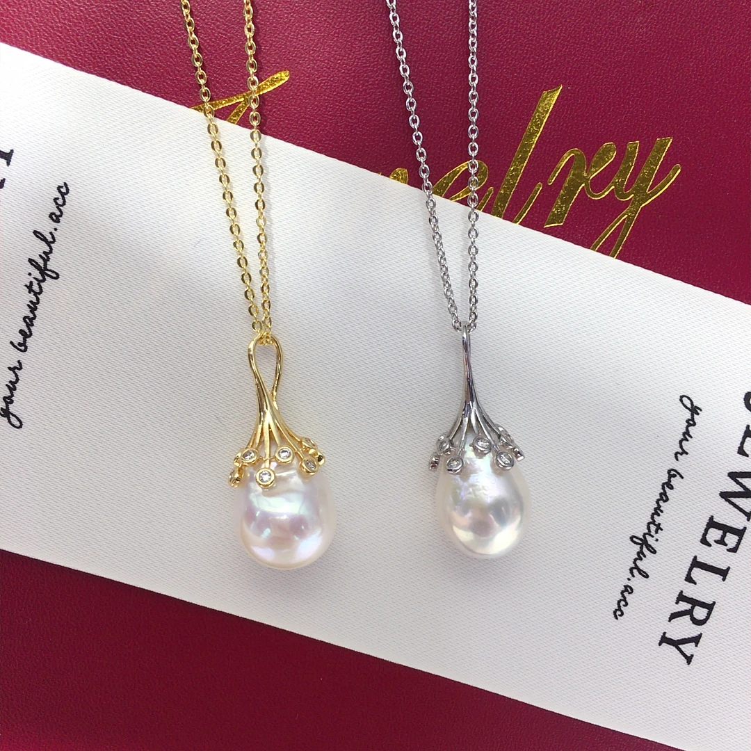 

ZHBORUINI New Arrival Natural Freshwater Baroque Pearl Pendant In Droplet Shape Inlaid Zircon Rregular Design For Formal Events