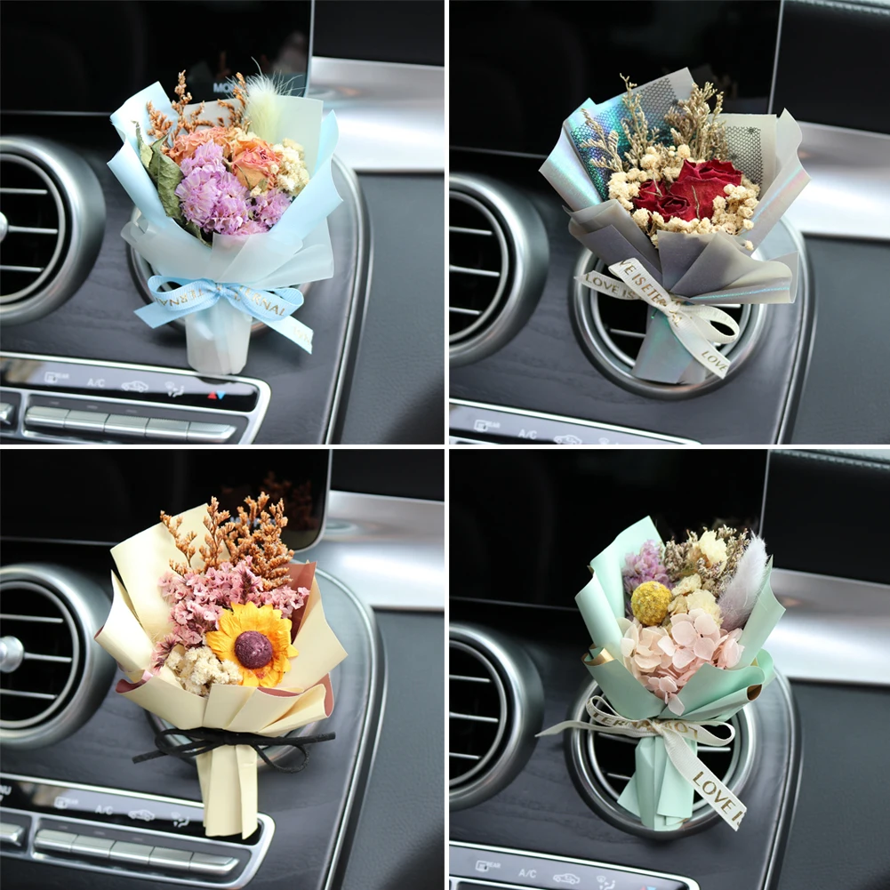 Car Air Outlet Perfume Decoration Immortal Dried Bouquet Small Fresh Air Conditioning Mouth Gypsophila paniculata Fragrance Clip