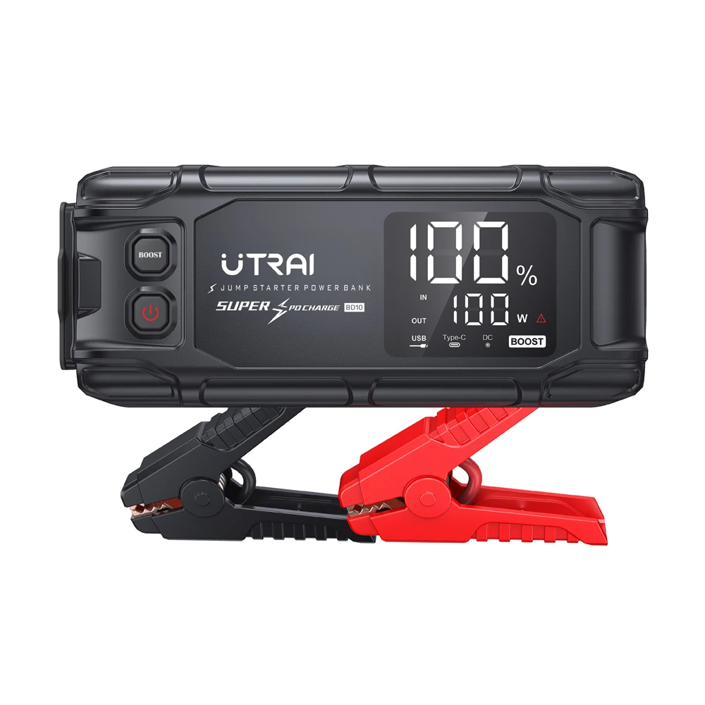 UTRAI 26800mAh 6000A Starthilfegerät für Autos, leistungsstarke tragbare Powerbank, PD45W schnelles Laden, 6,0 Zoll LED-Bildschirm, Notstartgerät, Autobatterie-Notfallbooster, Autozubehör