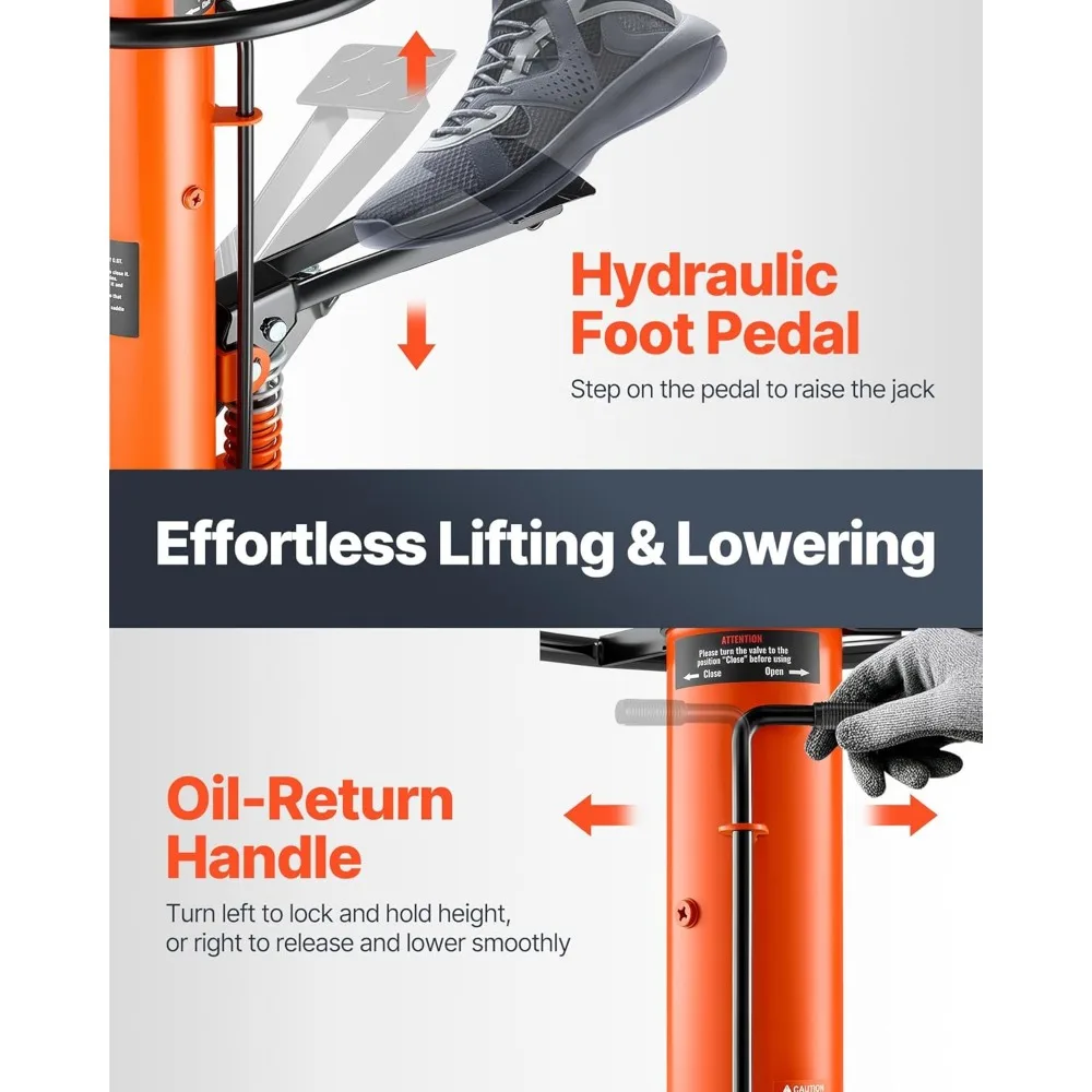 رافعة نقل تلسكوبية هيدروليكية، سعة رفع 32-67 بوصة، سعة 1322 رطل مع دواسة قدم