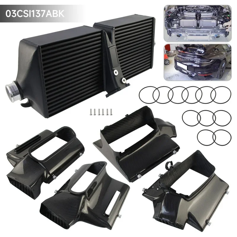 Intercooler Carbon Air Ducts Kit for Porsche 992 911 Turbo AWD 427KW/580hp 478KW/650PS 2020+ Black High Performance