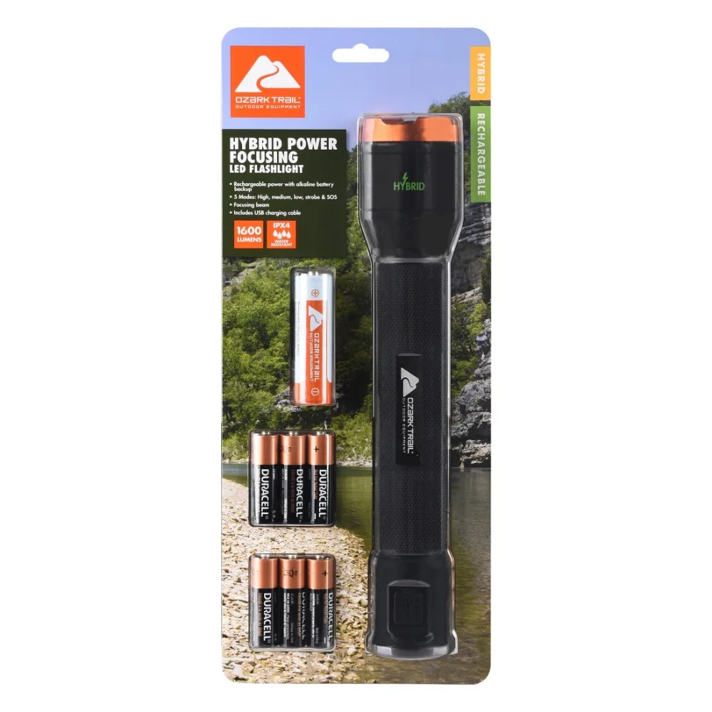 

Trail 1600 Lumens LED Hybrid Power Flashlight (Alkaline and Rechargeable Battery Included)