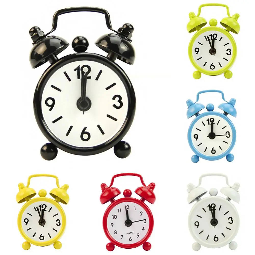 Classic Creative Metal Small Alarm Clock Electronic Retro Digital Analog Mini Round Alarm Clock Desk Decoration Cute Kids Gift