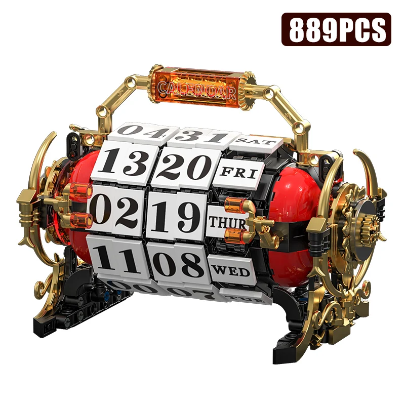 MOC 889 Stuks Retro Mechanische Roterende Kalender Bouwstenen Vintage Kalender Datum Bricks Decoratie Speelgoed Voor Kinderen Volwassen Geschenken