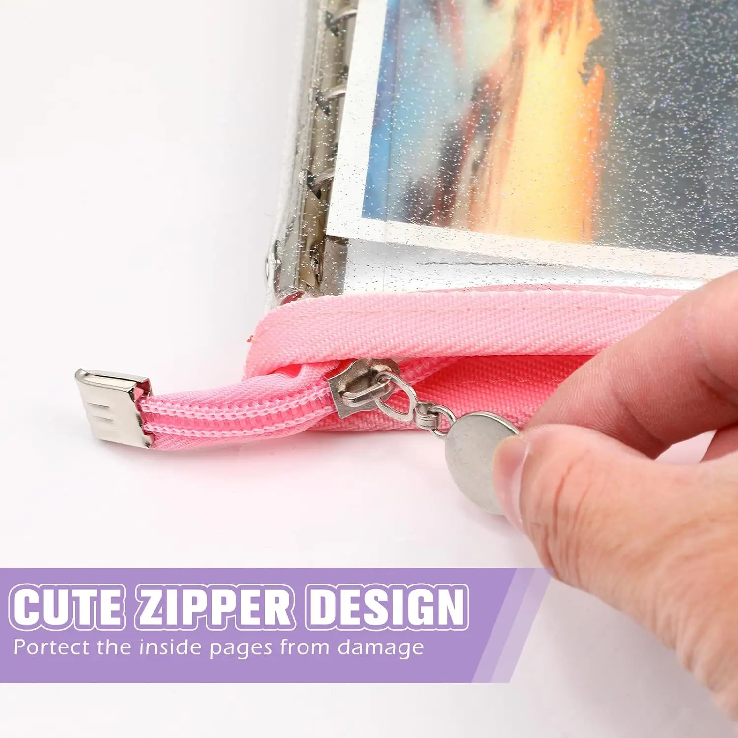 4 Pcs A6 Binder Cover 6 Ring Notebook Clear Soft PVC Zipper Folder Planner Refillable Notebook for Journal Photo Album Organizer