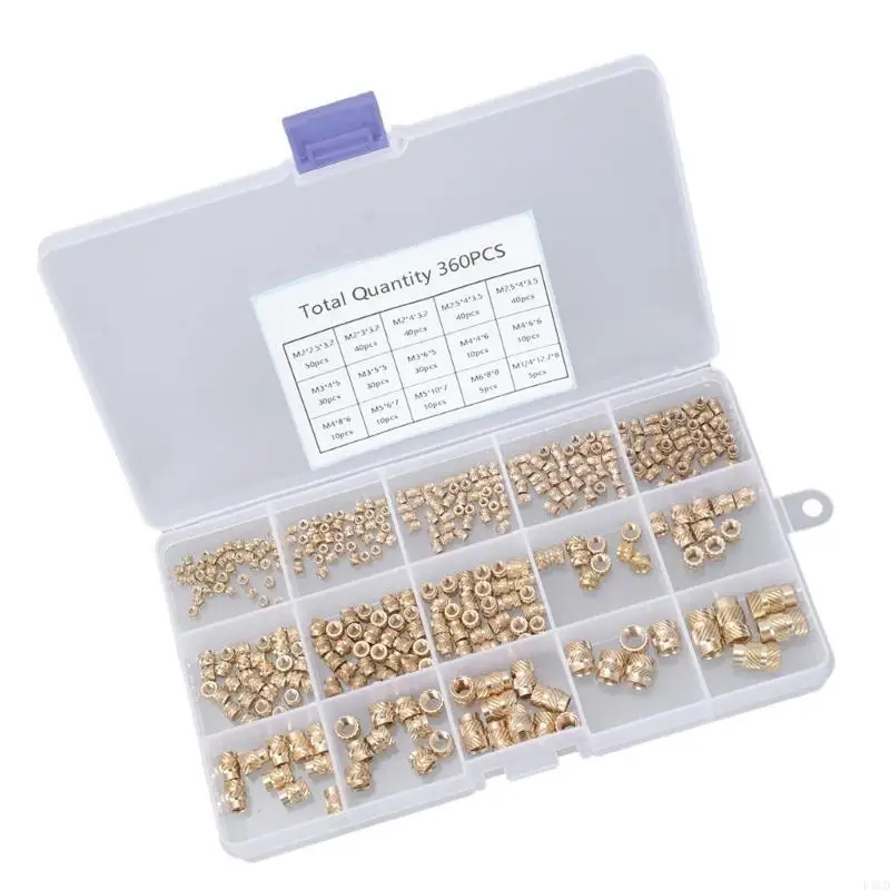 

2025 New 335/360pcs Brass Threaded Inserts for Fastening In Printing Parts Use