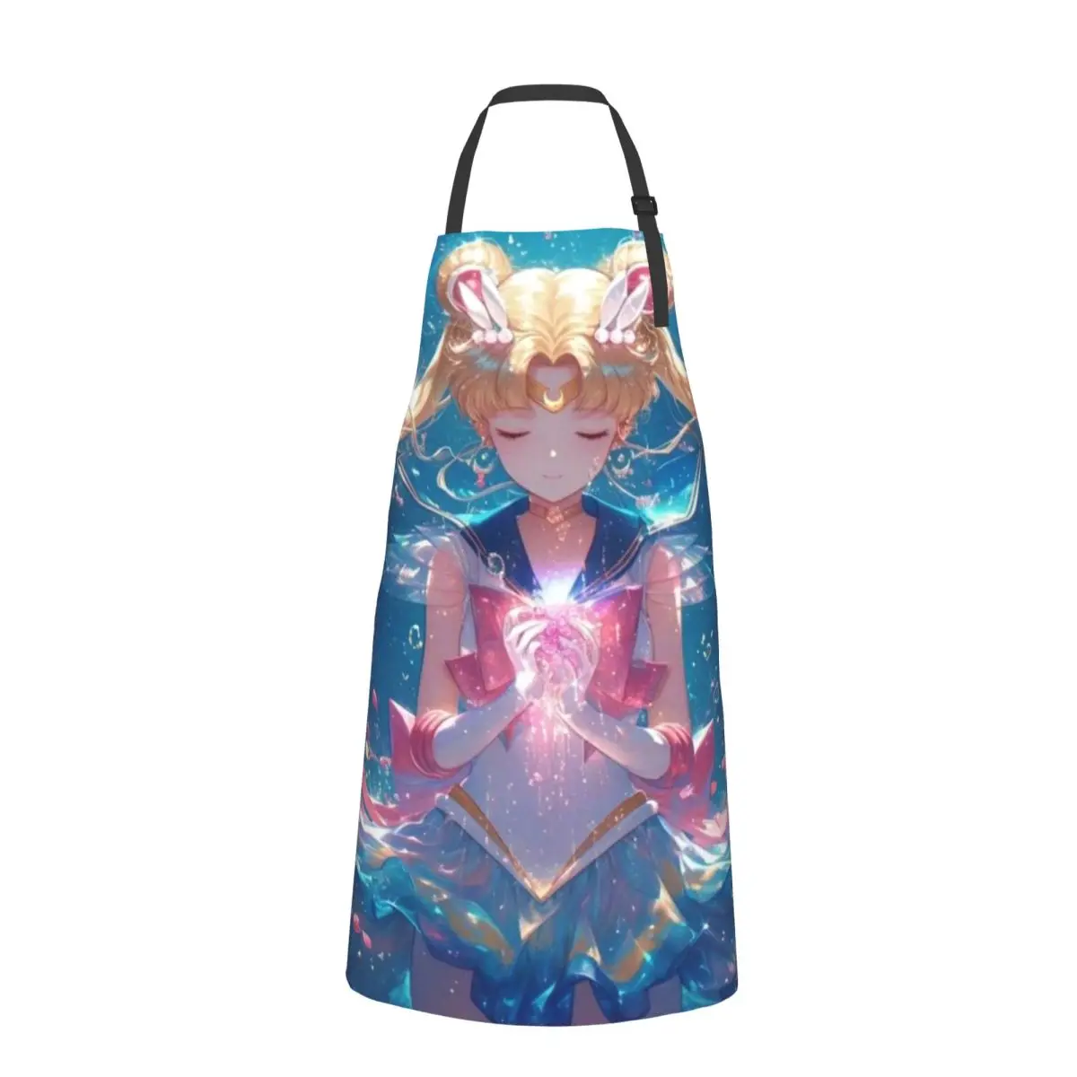 SAILOR-MOON~ Fashion Dacron Kitchen Apron for Women Men Pinafore Cleaning Tools Custom Apron Birthday Gift