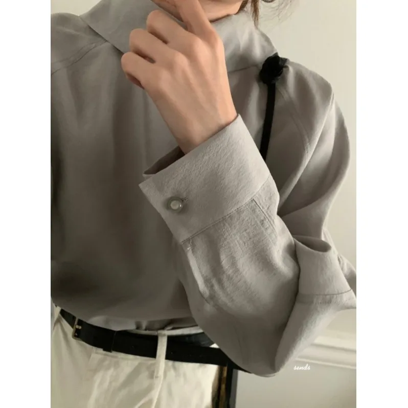 Inizio autunno lungo Sve piccolo collo alto irt coreano Sle vestibilità regolare medio morbido altro tessuto streetwear da donna