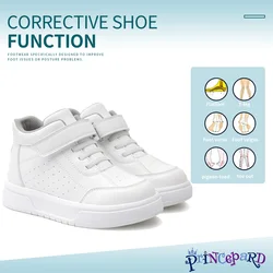 Princepard Kid Sneakers Orthopädische Jungen Mädchen Schuhe High Back Knöchelstütze Kinder Schule Sportliche weiße Freizeitschuhe