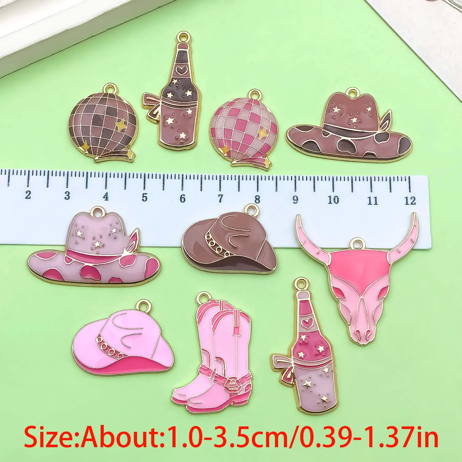 10/20pcs Enamel Western Cowboy Charms Alloy Boots, Hat, Bull Head Pendant for DIY Bracelet Necklace Jewelry Making Accessories