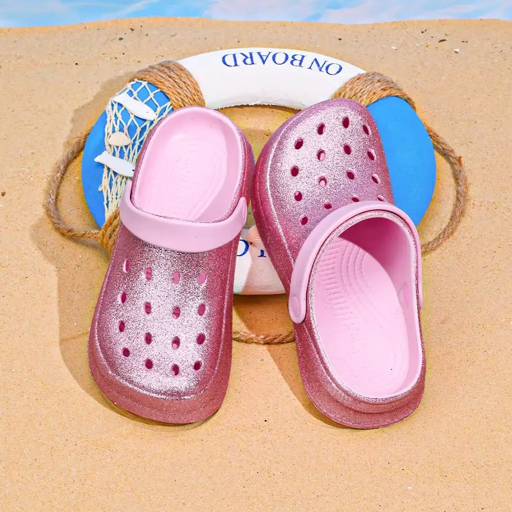 Glitzer-Clogs, Leichte EVA-Gartenschuhe, Wasserdichte Rutschfeste Sandalen, Bequeme Slip-On Schuhe für Drinnen und Draußen 816