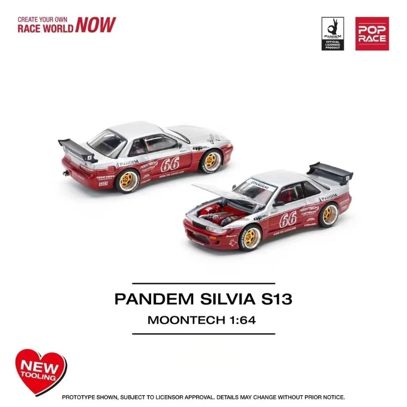 

POP RACE 1:64 NISSAN PANDEM SILVIA S13 с открывающейся крышкой, модель автомобиля из сплава, коллекция игрушек