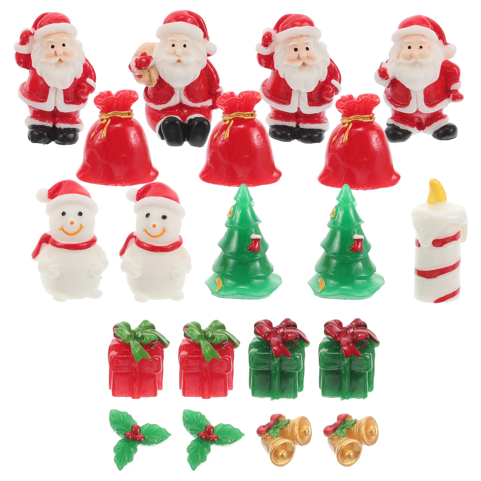 

20 Pcs Mini Christmas nament Resin Craft Durable Bedroom Car Party Tabletop Cartoon Figurine Adornment Home Decor