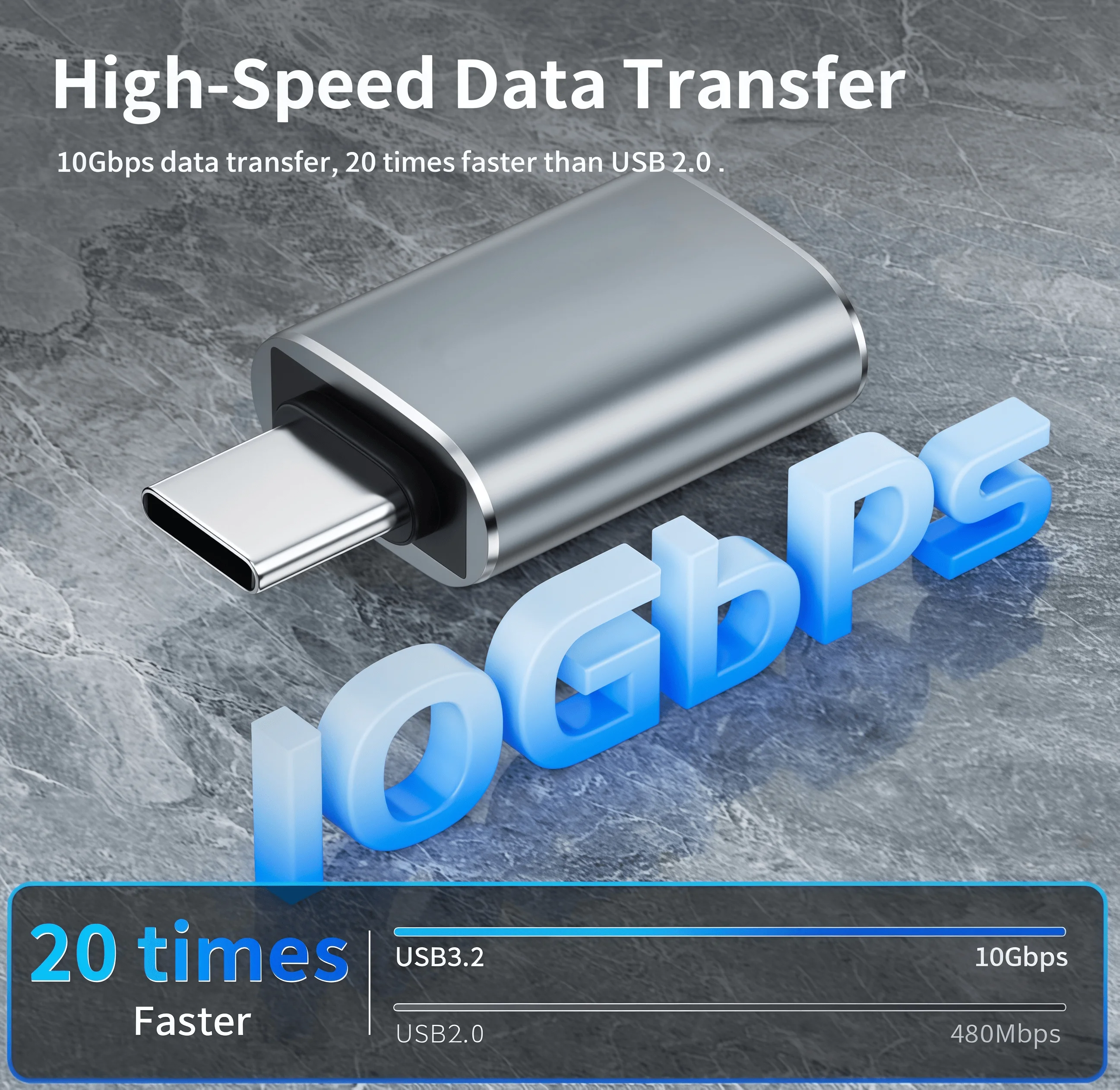 USB C to USB Adapter USB 3.2 Female to Type-C Male OTG Adapter,100W Fast Charging 10Gbps Transfer,for M-acBook Pro/Air and More