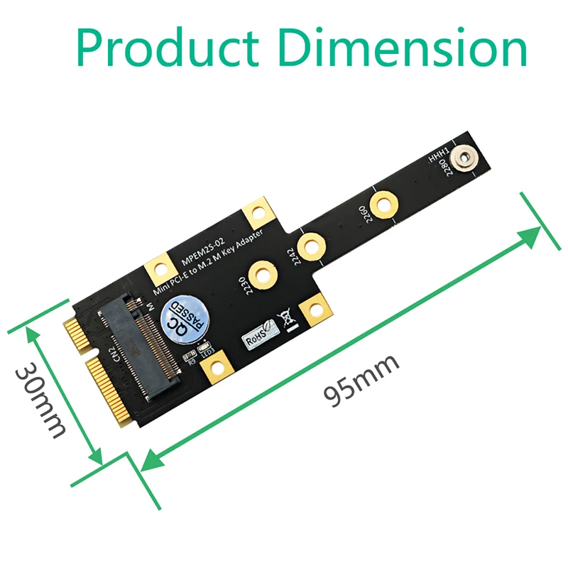 Mini PCI-E to NVME SSD Adapter Mini PCI Express to M.2 M Key Converter Riser Board Expansion Card for 2230 2242 2260 2280 M2 SSD