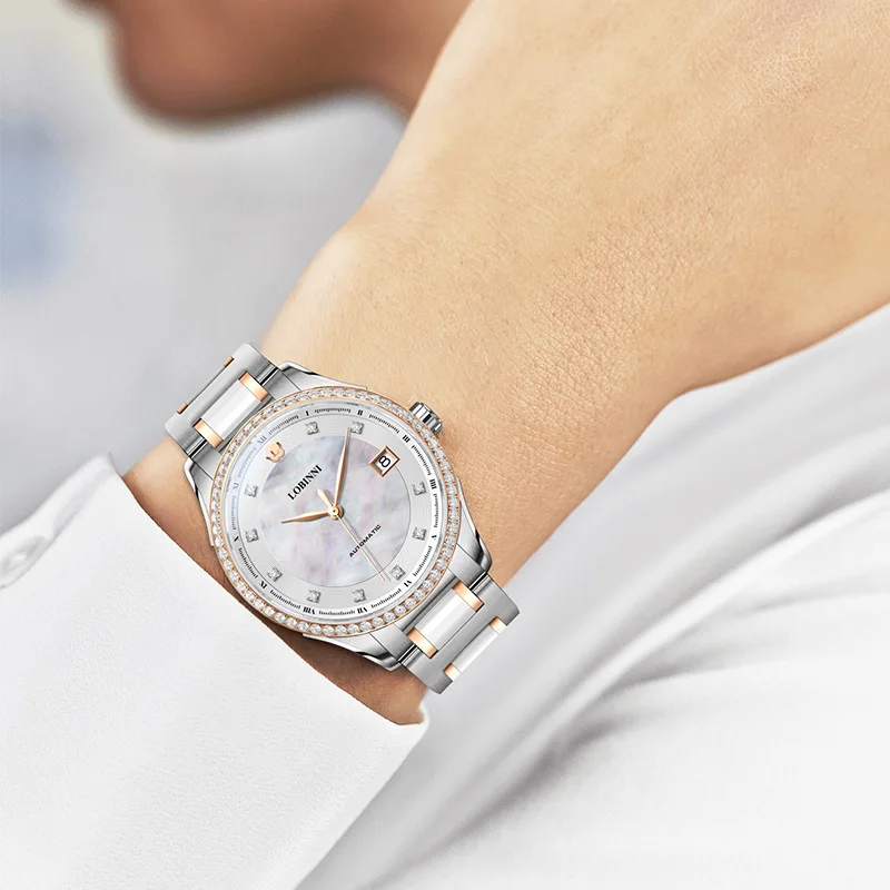 LOBINNI Women's Luxury Switzerland Watch Japan MIYOTA Automatic  Mechanical Sapphire Diamond Date Full Steel Lady Clock L2003L