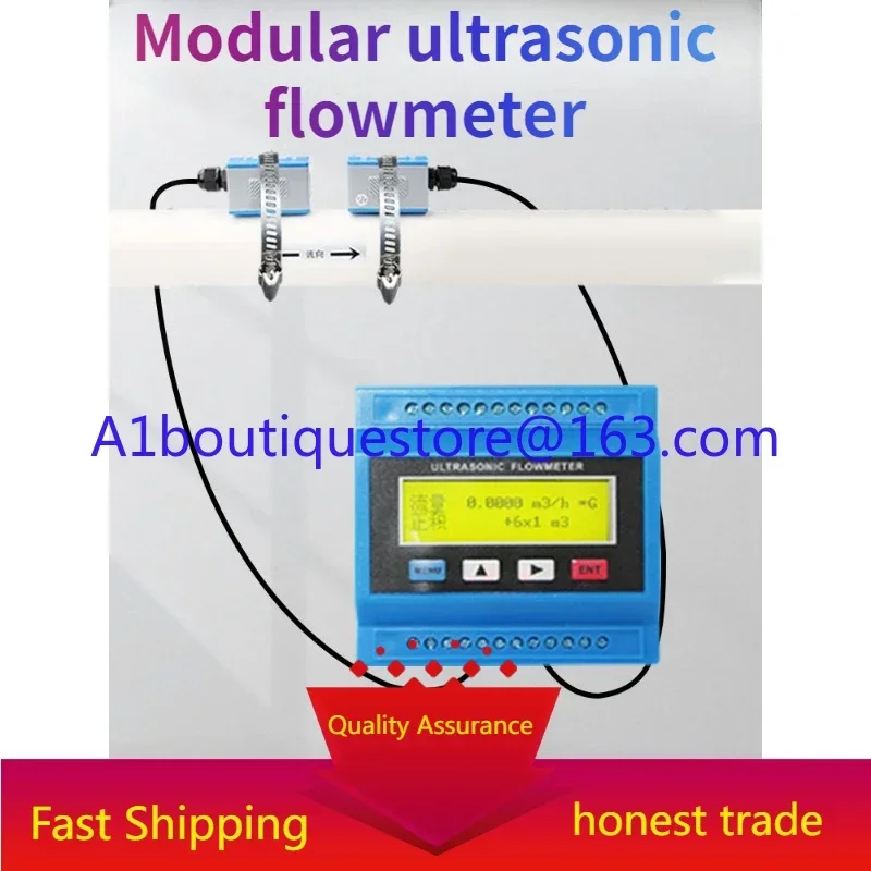 Modular ultrasonic water meter flowmeter sensor external clip type economical power supply 8-36VDC measurable heat