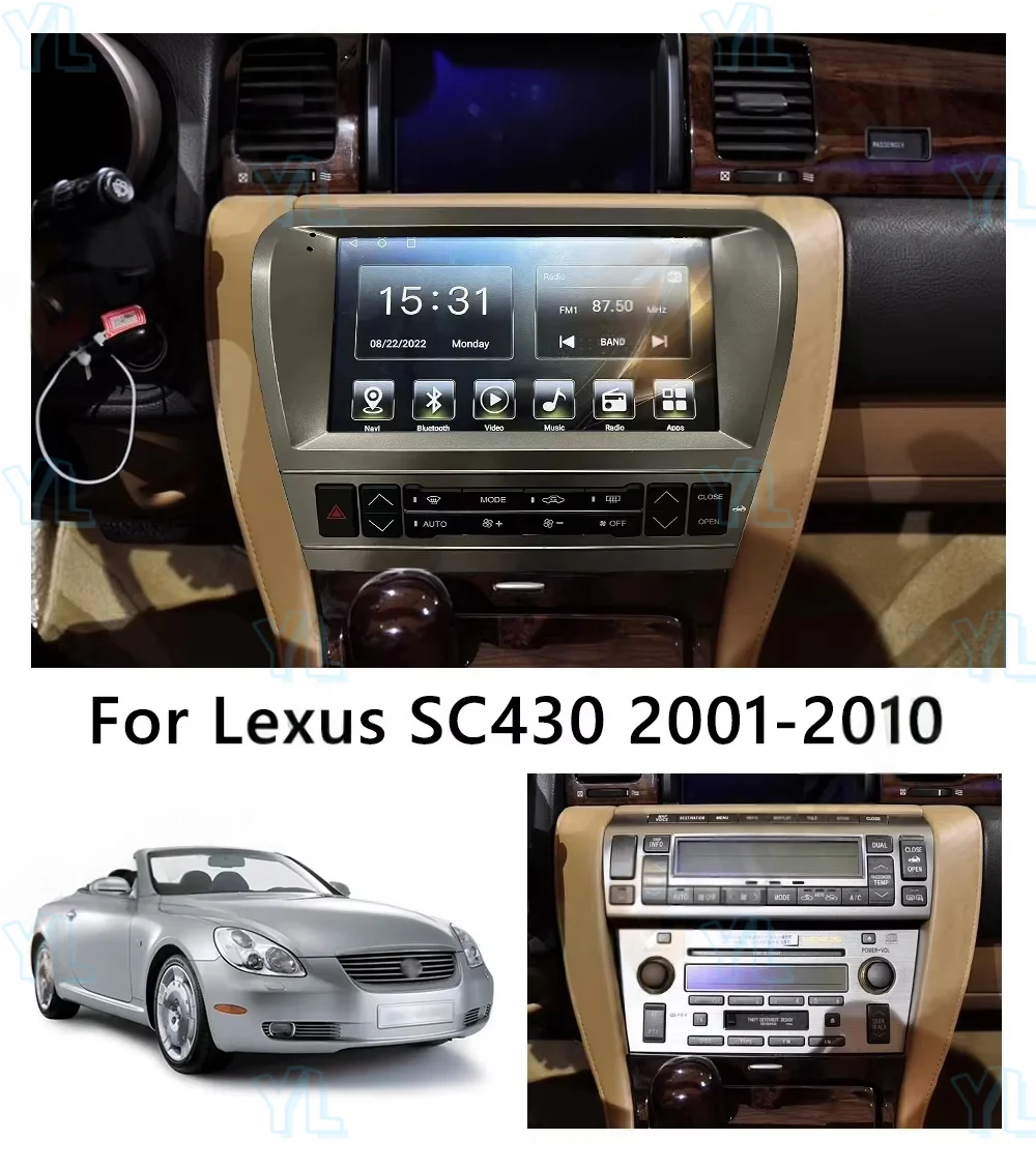 9 Inch For Lexus SC430 2002-2010 Android 13 Car Radio GPS Navi Multimedia Player Stereo Auto Head Unit Carplay Screen Display BT