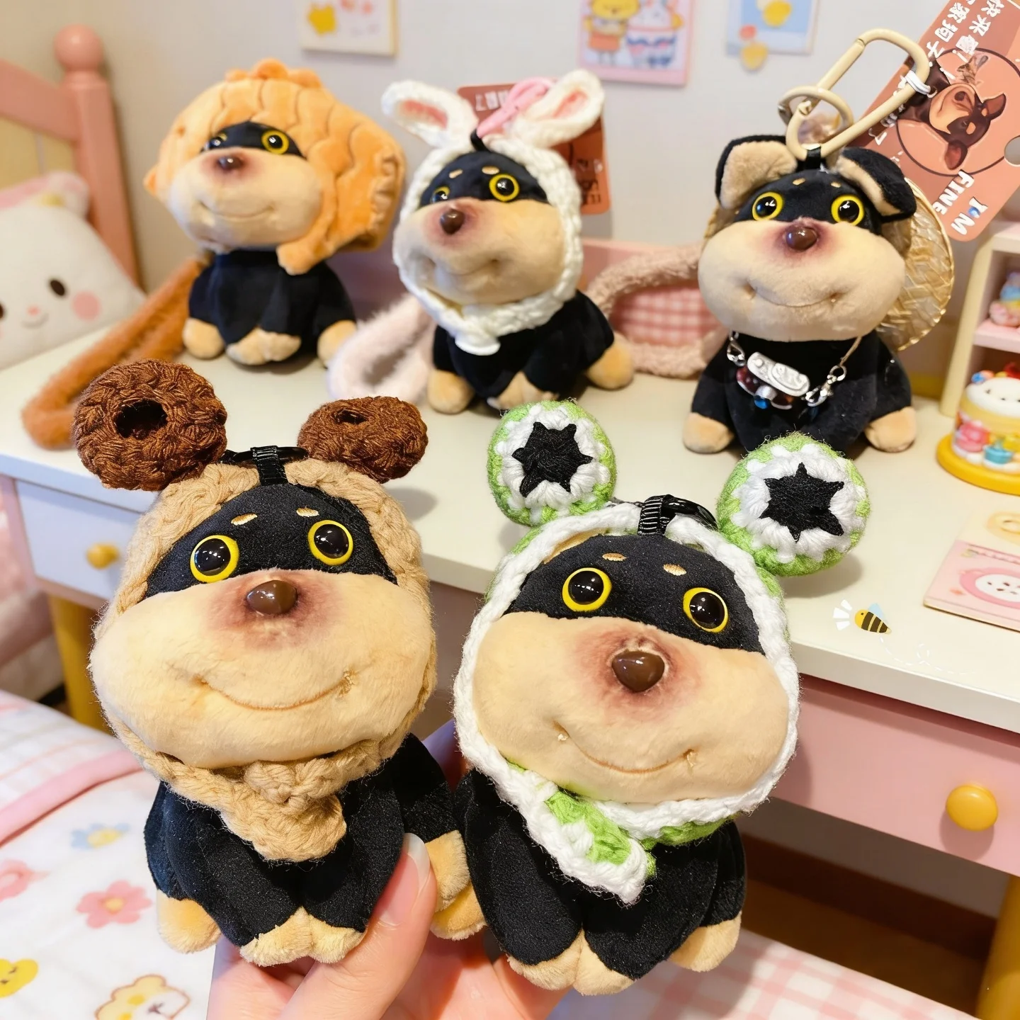 Make-Your-Own Silly Bee Dog Plushie - Huggable DIY Kit for Bag Charms & Funny Gifts Quirky Bumblebee Pup Keychain DIY Pup Charm