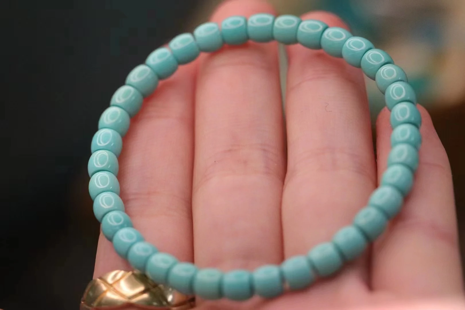 Chinese Wind  Natural RawTurquoise Bracelet Single Circle Soft Finger Wrap Female Bracelet Play Male Bracelet DIY Accessories