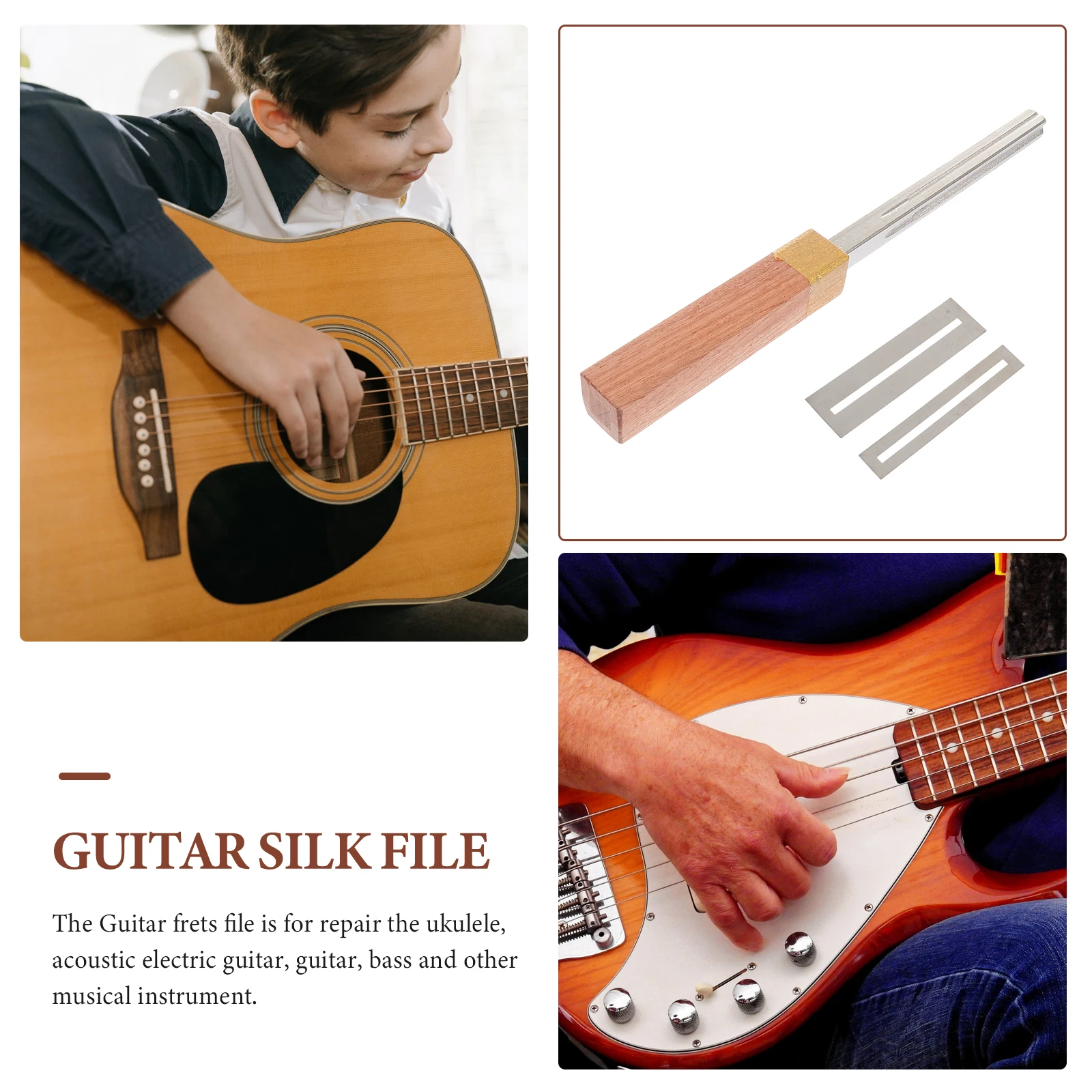 

Acoustic Guitar Silk File Set Files for Saddle Accessories Stainless Steel Fret