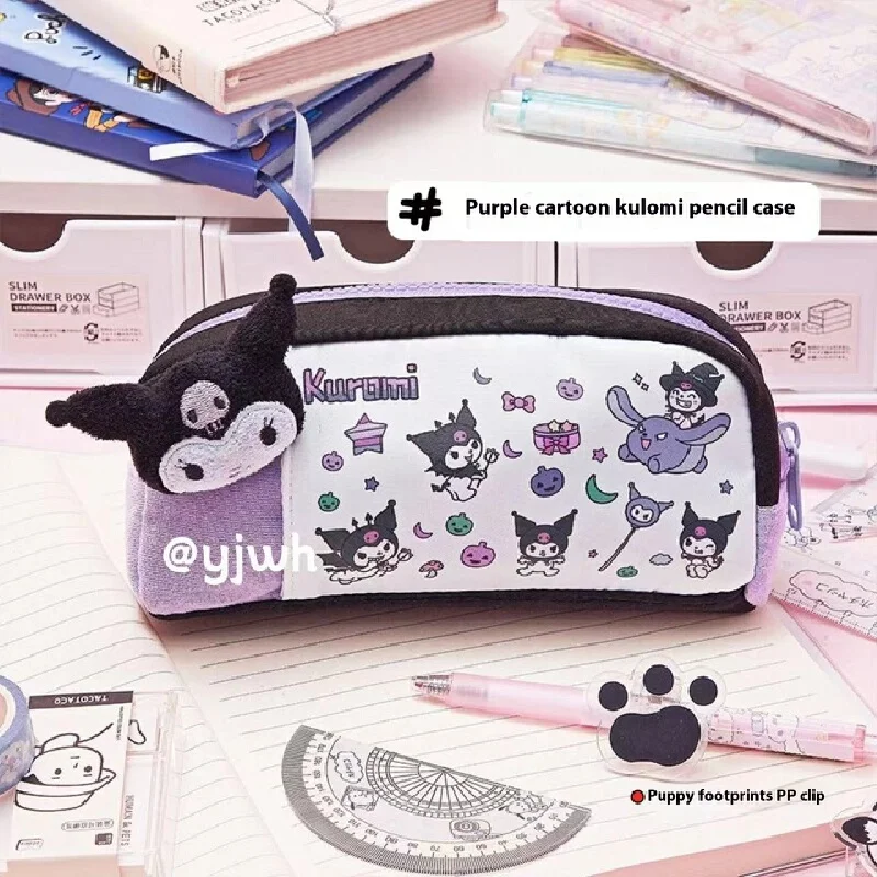 MINISO Kuromi Pencil Case Ins Student Pencil Case Beautiful Student Large Capacity Stationery Bag Pencil Case Cosmetic Bag Gift