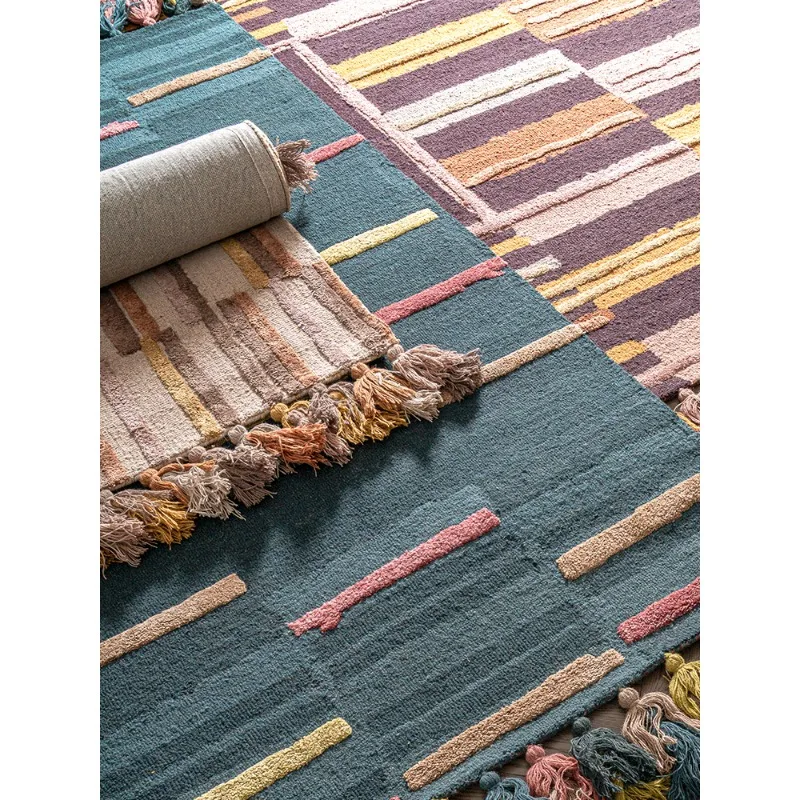 Wool plus silk living room carpet simple light luxury modern fashion ins bedroom bedside thickened floor mat
