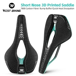 WEST BIKING Carbon Fiber 3D Printed Bike Saddle 145mm 155mm Road MTB Racing Saddles Bicycle Seat Cushion Cycling Seating Parts