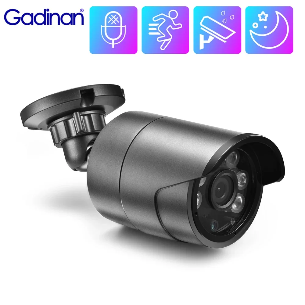 Gadinan 8MP 4K POE IP Camera Color Night Vision CCTV Dual Light Source Smart Home AI Motion Detection 5MP Bullet Security Camera