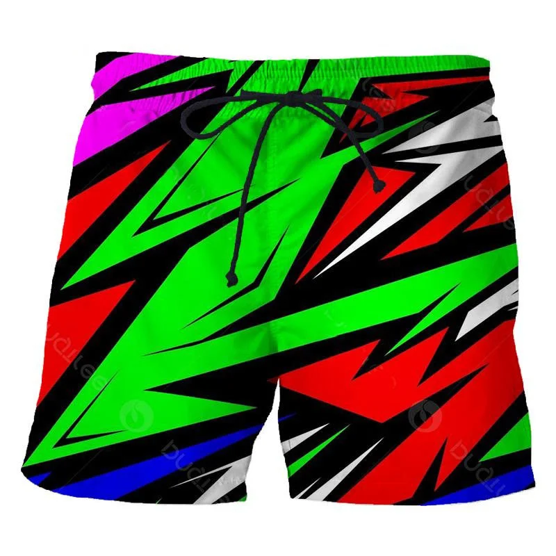 Colorful Strips Men's Board Shorts 3D Printed Personality Unisex Casual Street Oversized Short Pants Summer Beach Swim Trunks