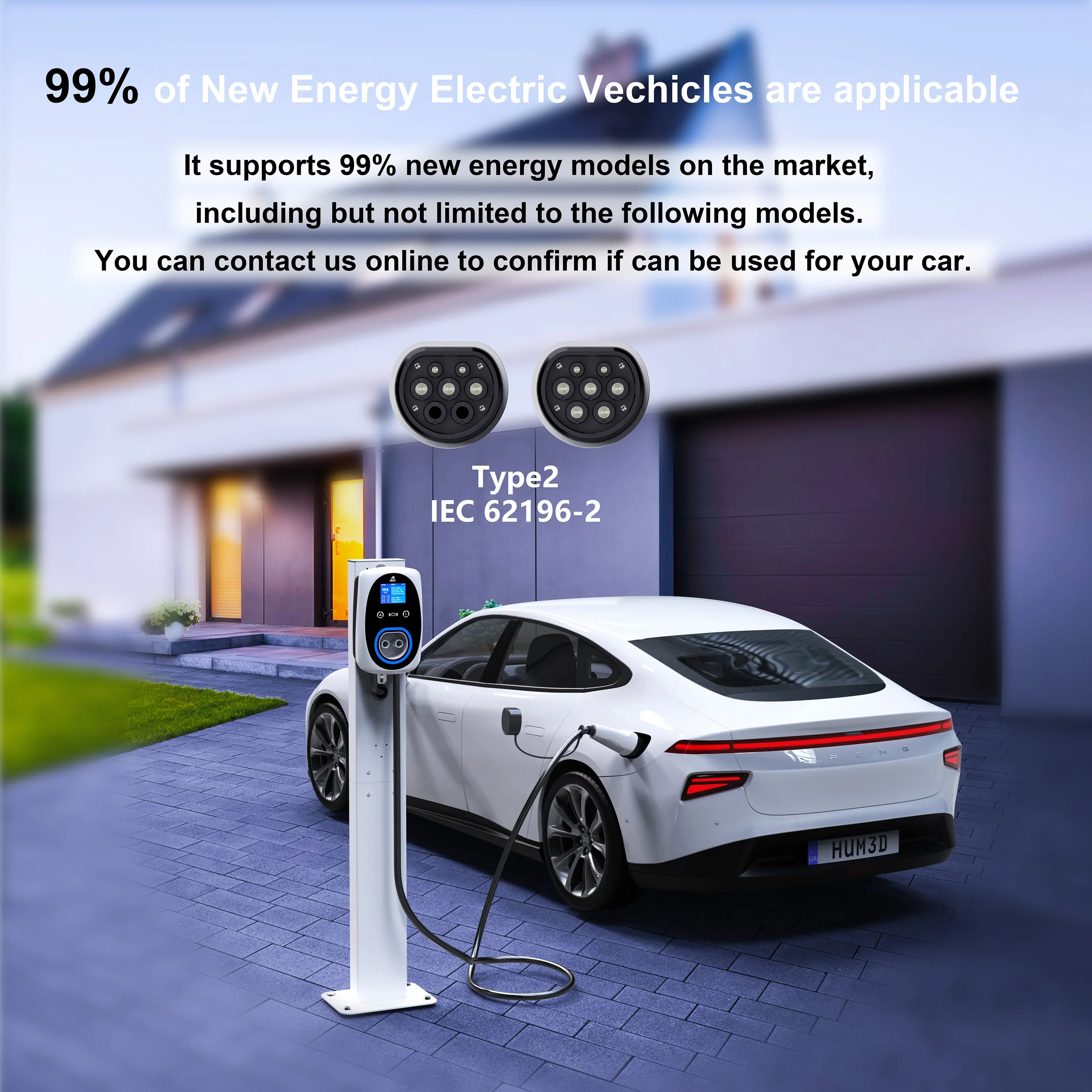 GWUYU EV Caricatore 32A 7.6KW EVSE Wallbox 11KW 22KW 3 fasi Type2 Cavo IEC62196-2 Presa APP Controllo Caricatore per auto per veicoli elettrici