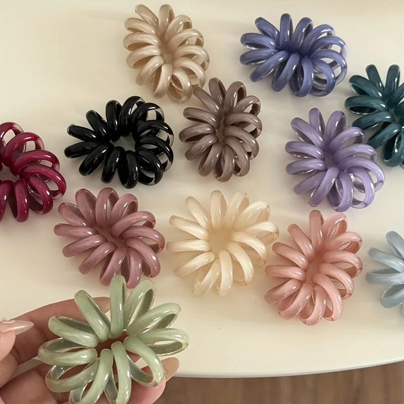 6pcs/set Spiral Hair Ties Large Size Fresh Color Telephone Cord Scrunchies High Elasticity Rubber Band Women Hair Accessories