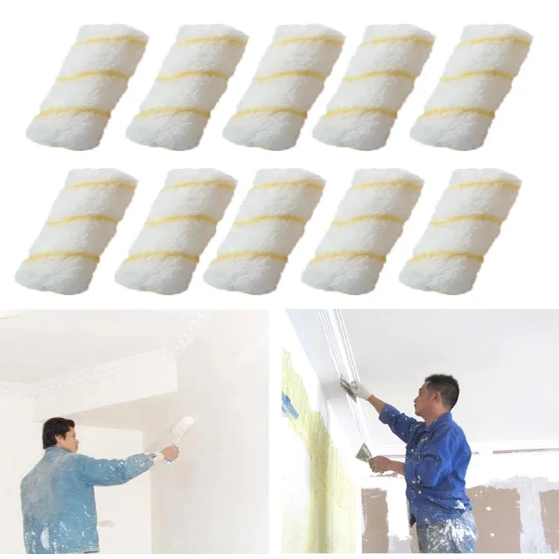 

10Pcs 4in Paint Roller Brush Dense Bristles Latex Paint Roller Brush Tools For Painting Home Wall Cabinets Doors Fences Ceilings