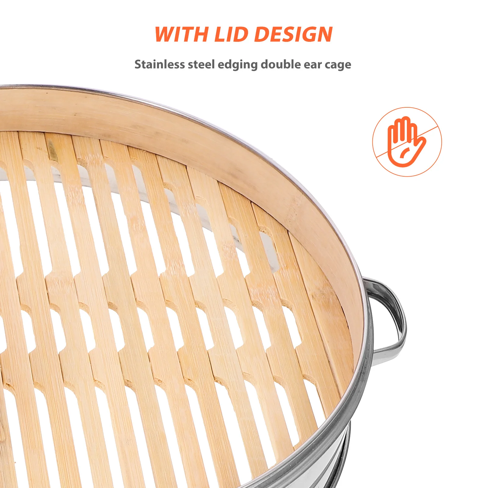 

1Set Double Handle Bamboo Steamer Stainless Steel Food Steamer for Dumpling Bun Vegetable Kitchen Gadget