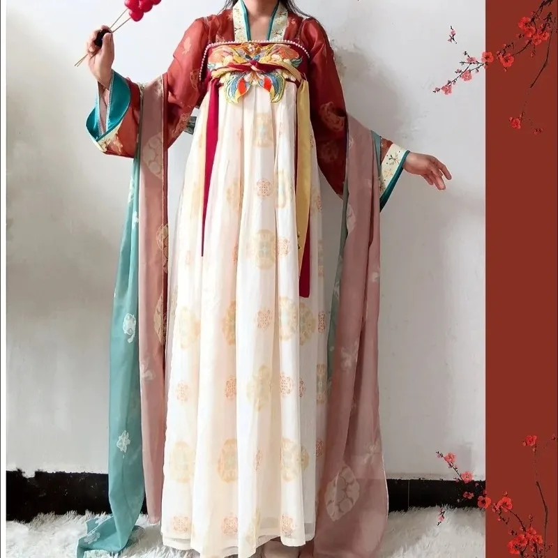 Vintage Party Fairy Dress Traditional Chinese Clothing Ethnic Style Tang Dynasty Princess Hanfu Folk Dress Elegant Stgae Costume