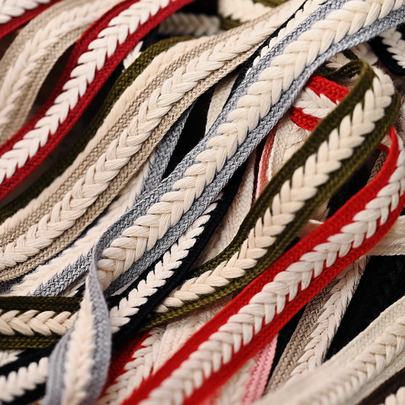 1.5CM Wide Color Cotton Braid Weaved Ribbon Frills Lace Collar Trim Fringe For Curtains Apparel Fabric Headwear Sewing DIY Craft
