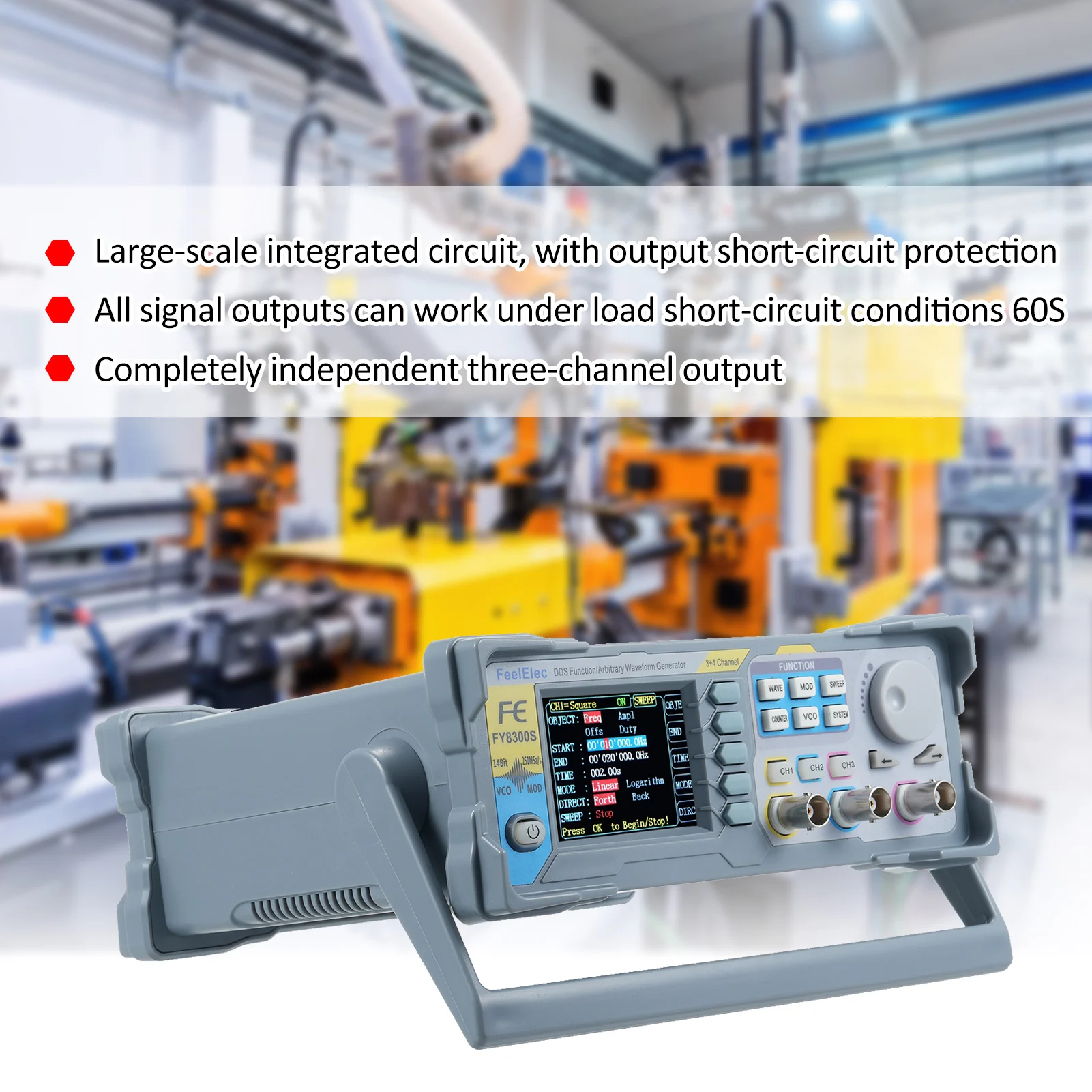 FY8300S-20M 20MHz 3 Channel Arbitrary Waveform Signal Generator 4 TTL Level Outputs DC Bias Function Digital Output Function