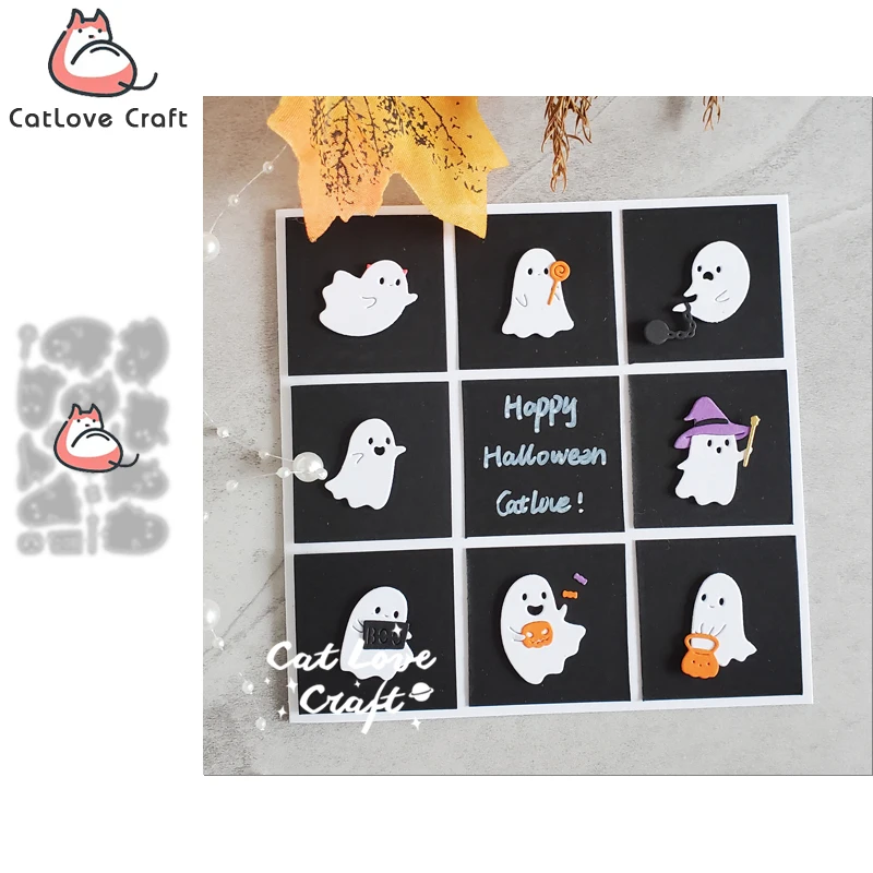 Catlove Halloween Cute Ghost Metal Cutting Dies Scrapbooking Mold Stencil Die Cuts Card Making DIY Craft Embossing New Dies For