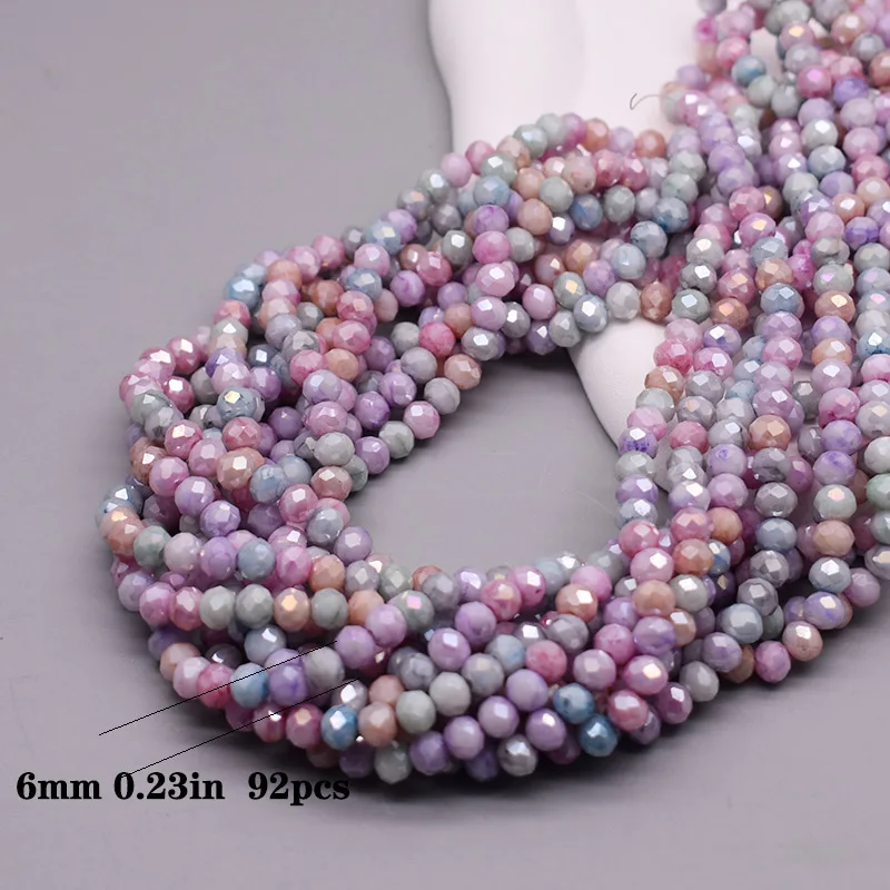 6mm 92pcs/lot Rondelle Crystal Glass Beads Color Faceted Loose Spacer Glass Beads for Jewelry Making DIY Necklace