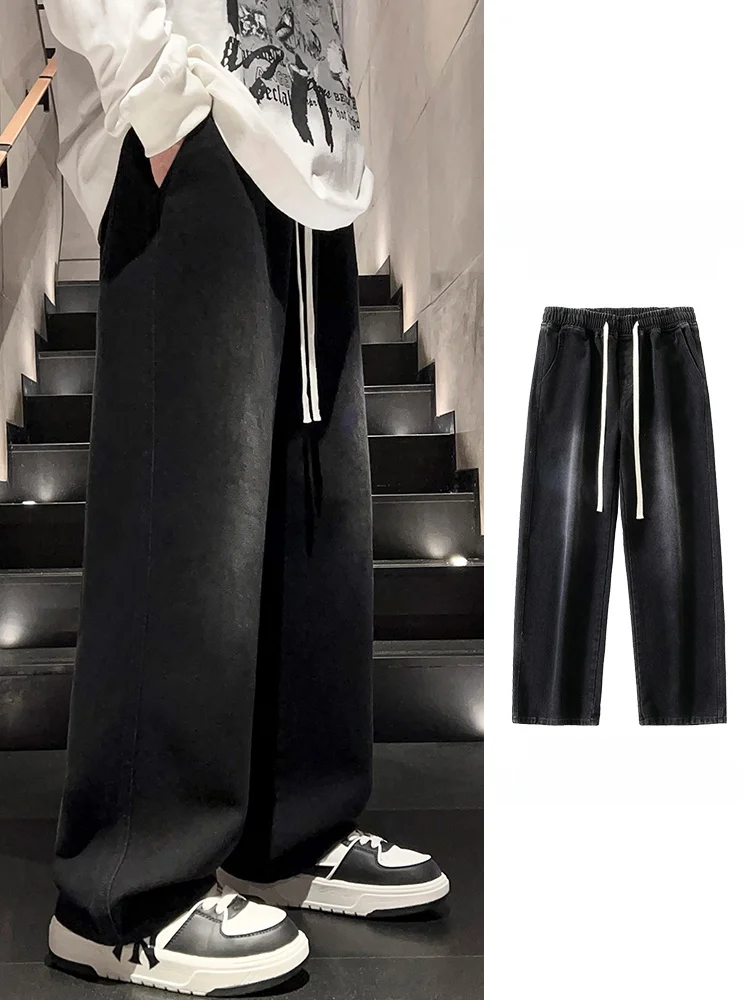 

Cool Bla мужские джинсы осень-зима свободные прямые широкие брюки High Street Vibe длинные брюки для мальчиков-подростков повседневная одежда