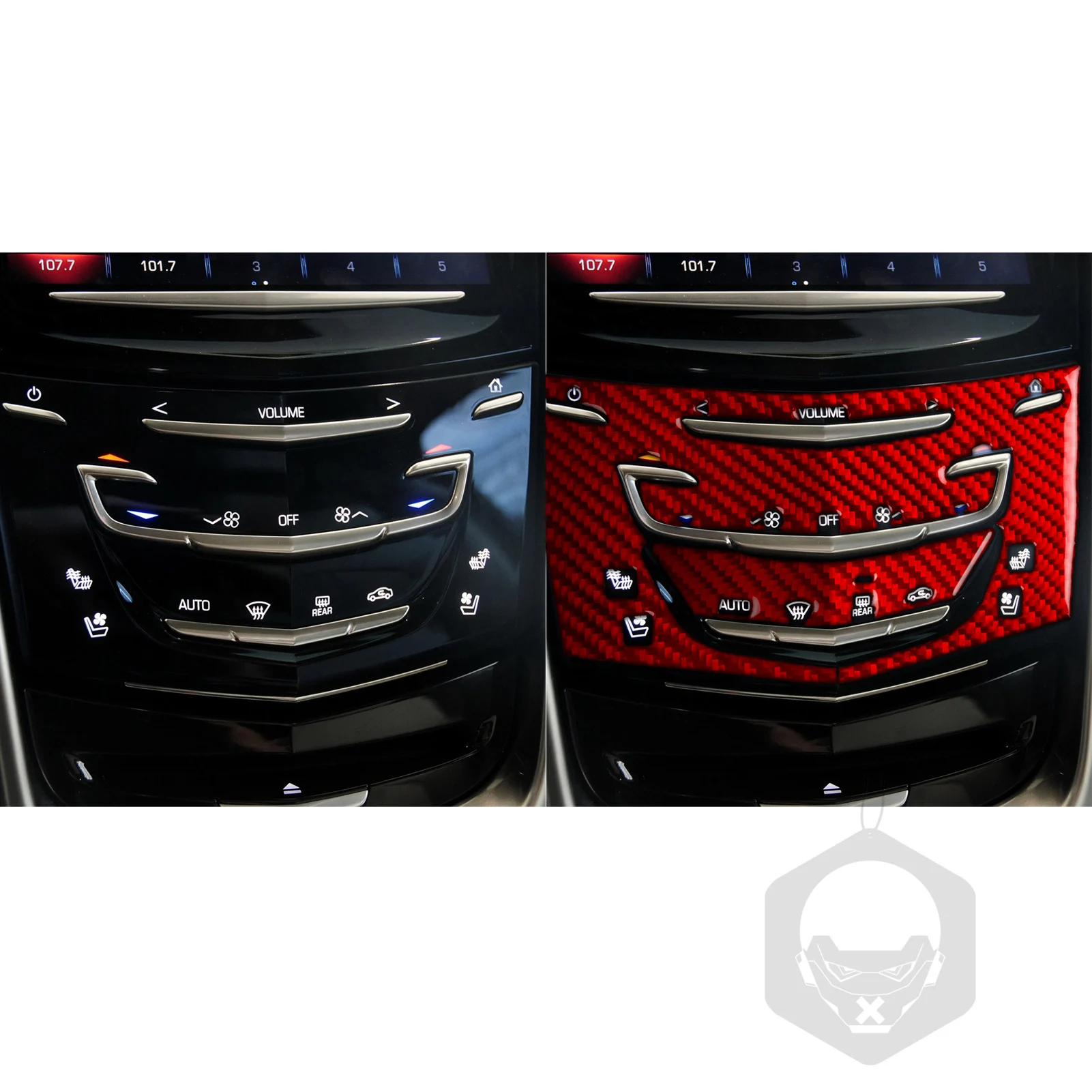 For CADILLAC SRX 2010-2012 Air Conditioner Control Panel Red Real Soft Carbon Fiber Car Interior Accessories Decoration Stickers